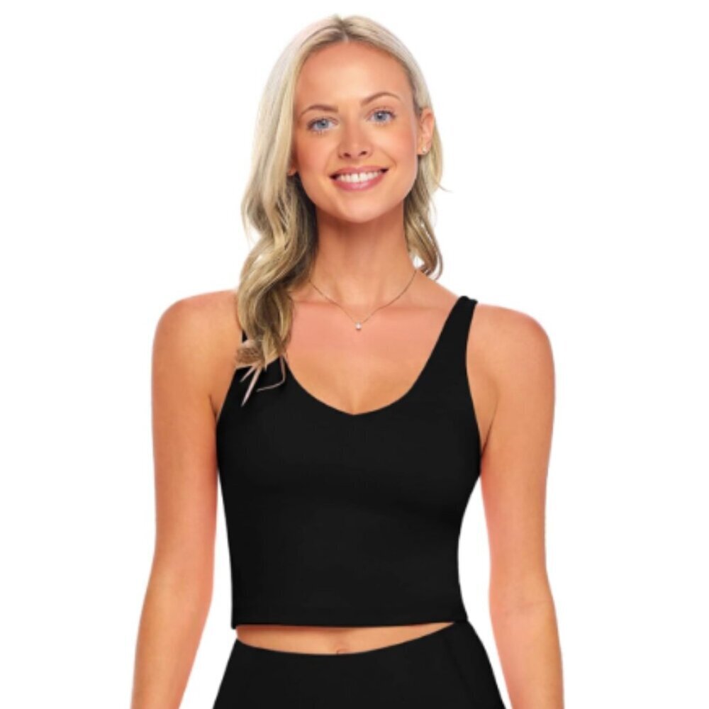 Amazon | NWOT Workout Tank Top With Built-In Shelf Bra in Black Size XL